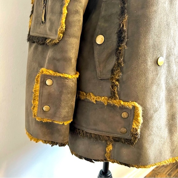 RARE Vintage NESS Chocolate Faux Fur Velvet Women's Coat Size Large - Picture 3 of 15